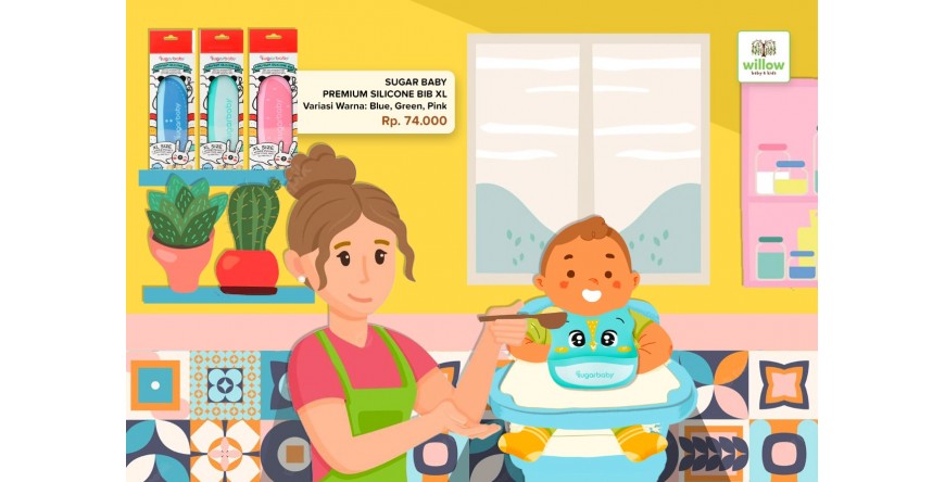 Cegah Pakaian Anak Kotor saat Makan dengan Sugar Baby Premium Silicone Bib